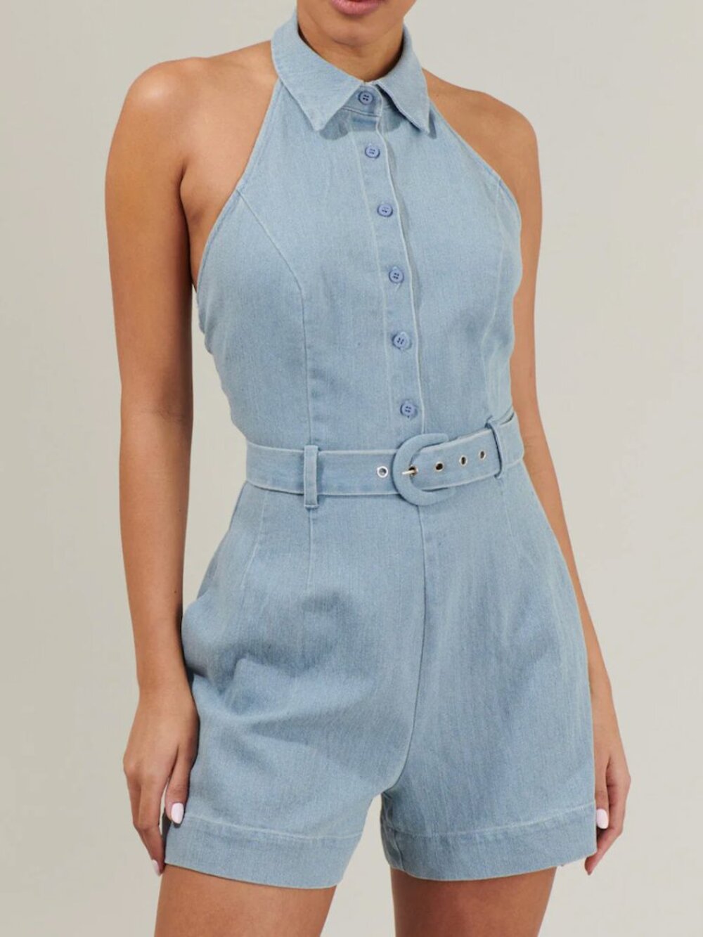 Sugarlips Roslyn Denim Halter Neck Romper